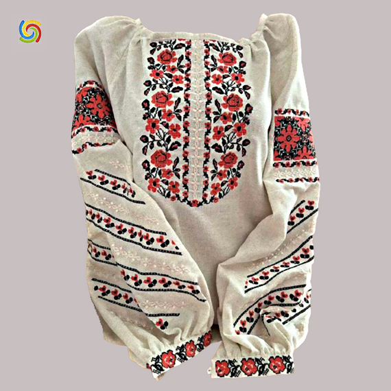 Рубашка Украинская вышиванка  32512 цвет серый размер M