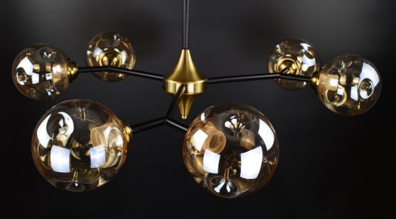 Люстра стельова на 6 лампочок 26489 Латунь 30-70х94х94 см. | Зображення 3