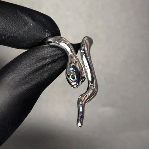 Кольцо-змея для фото ногтей (маникюра) №2 23х40мм цвет серебро | Зображення 1