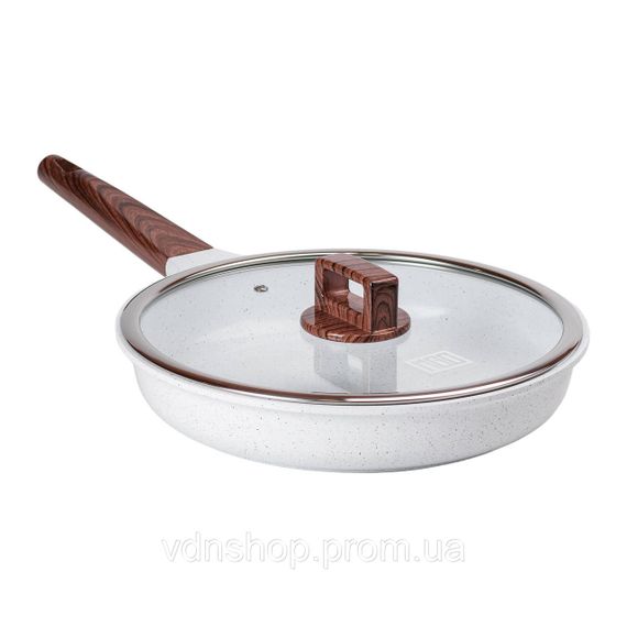 Алюмінієва сковорода 2,7 л з керамічним покриттям антипригарним Ø 28 см біла MGC HP-4-467
