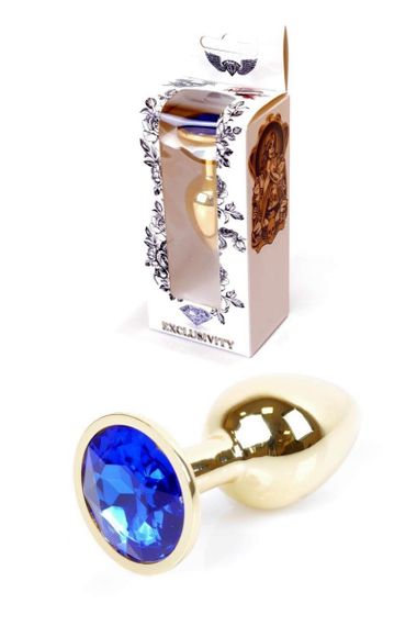 Анальная пробка 	Boys of Toys Jewellery Gold Plug Темно-синий 2,7 см