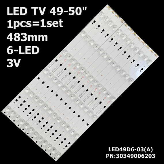 LED підсвітка TV Kivi 49-50" 483mm 6-led 3V LED49D6-03(A) LED50D06-ZC14AG-03 FD4951A-LU 30349006203 1шт.