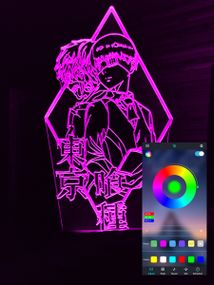 Акриловый светильник-ночник управление с телефона Кэн Канеки 2 (Ken Kaneki) tty-n000911