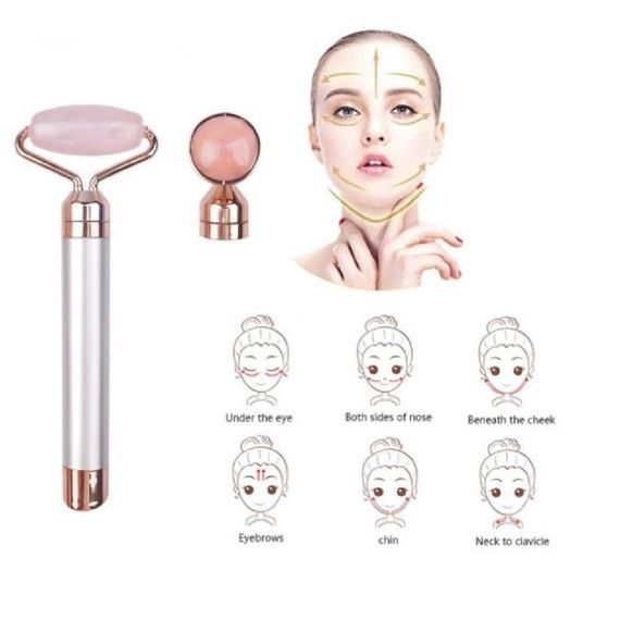 Масажер ролик електричний для особи Facial Roller Massager. Колір бежевий FO-17 | Зображення 5