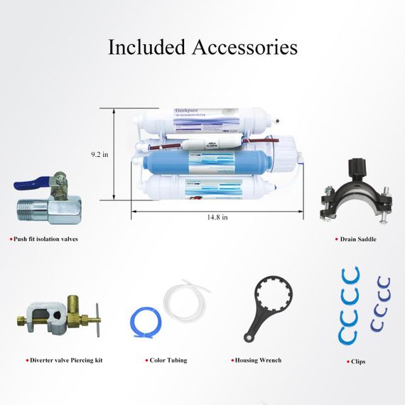 Система обратного осмоса Geekpure 100 GPD, 4-ступенчатая, TDS 0, без бака, для дома, офиса, аквариума, поездок | Зображення 3
