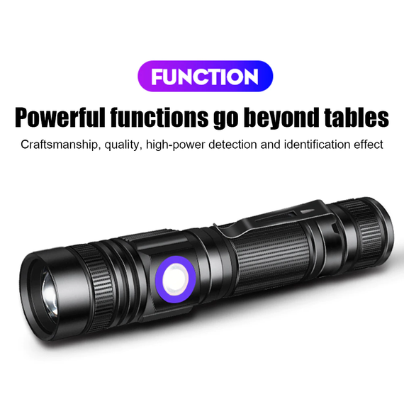 Ліхтар УФ HOSPORT 3400mAh LED UV 365nm Flashlight з акумулятором 18650 lithium battery Чорний (sv1884) | Зображення 9