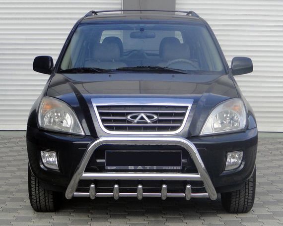 Кенгурятник WT003 (нерж.) d60 с надписью для Chery Tiggo I 2005-2014 гг