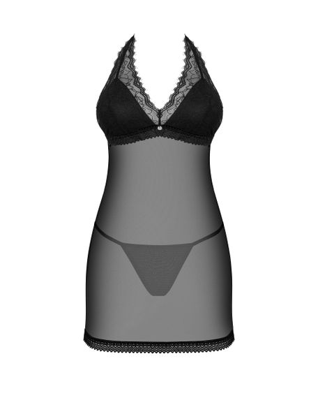 Сорочка Obsessive Medilla chemise Черная XL/2XL | Зображення 4