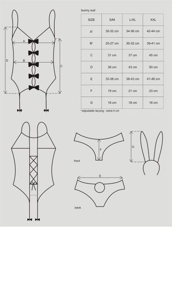 Еротичний костюм зайчика Obsessive Bunny suit 4 pcs costume pink L/XL, рожевий, топ з підв’язками, т Sex Aura | Зображення 6
