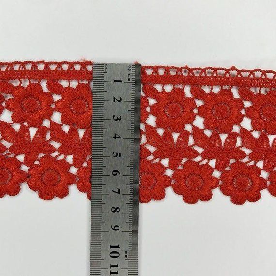 Мереживо макраме  7,5 см (20 м) Колір червоний (25-F1375E1-5) | Зображення 3