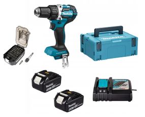 Шуруповерт-дрель аккумуляторный Makita DDF484RTJ с набором бит Makita B-68317 (54 Нм, 1.5-13 мм, BL, LXT)