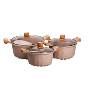 Набір із трьох каструль та сковорідок з кришками 24, 28, 32 см, товсте алюмінієве дно MGC HP-4-402