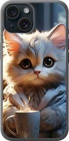 Чохол на iPhone 15 White cat із силікону FCh_001212