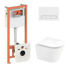 Готове рішення Qtap для ванної кімнати: підвісний унітаз Scorpio Ultra Quiet 520x365x365 + комплект інсталяції Nest 4 в 1