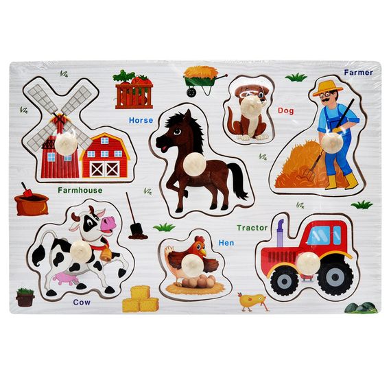 Деревянный пазл-вкладыш Ферма 73239-9 названия на английском языке