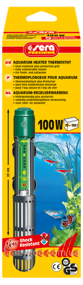 Обігрівач для акваріума Sera Precision Aquarium Heater з терморегулятором 100 Вт 22 см 08720