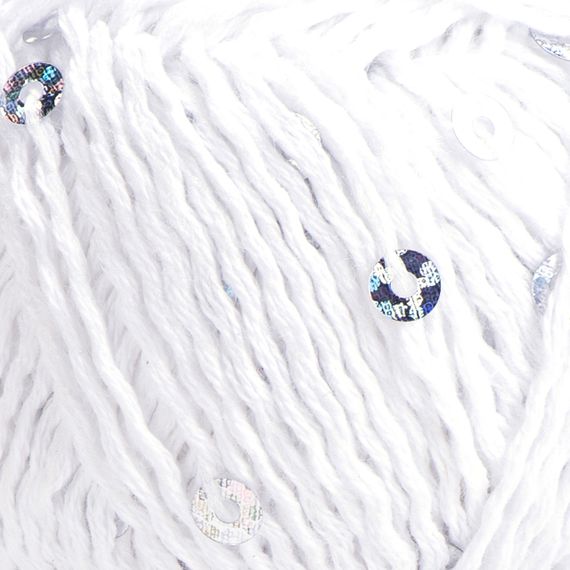 Yarnart COTTON GOLD PAILLETTES № 7102 білий Котон Голд Пайетка Пряжа бавовна з паєткою, нитки для в'язання | Зображення 1