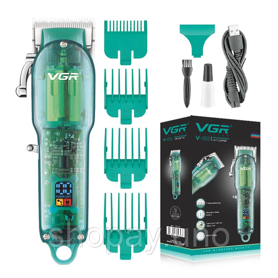 Профессиональная машинка для стрижки VGR Professional Clipper Transparent Green V-660 | Зображення 5