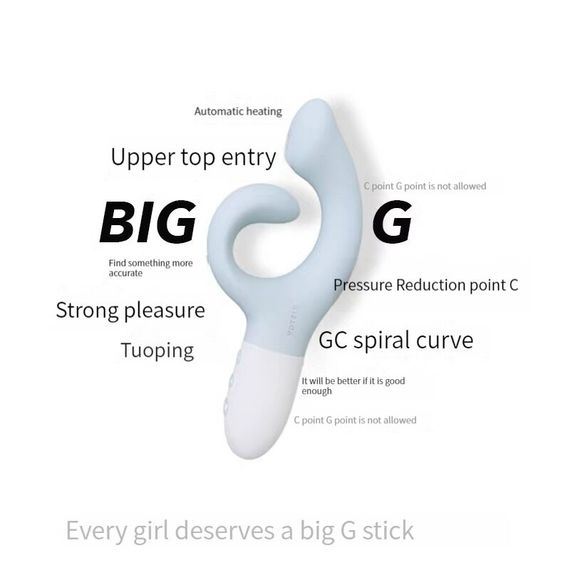 Вибратор-кролик для точки G KISTOY Big G Blue, изогнутый отросток, автоматический подогрев | Зображення 5