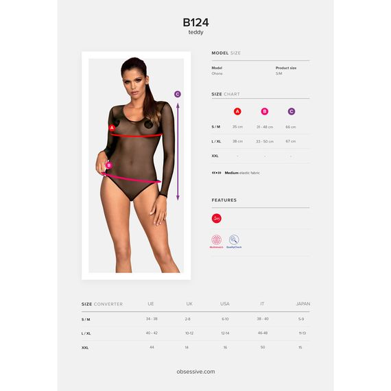 Боді Obsessive B124 body S/M sexstyle | Зображення 4