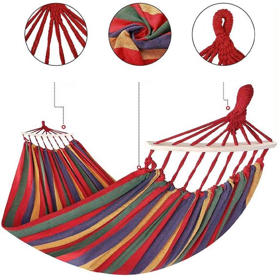 Гамак мексиканський підвісний 80х200 см, з дерев'яною планкою / Тканинний гамак на дерево для дачі та саду / Туристичний гамак | Зображення 2