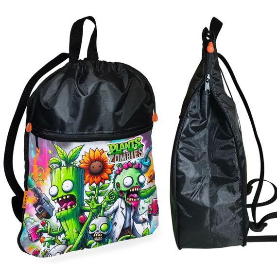 Рюкзак-мешок для обуви,спортивной формы Растения Против Зомби детская сумка для сменки с расширителем (01372)