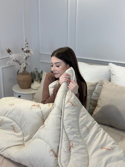 Ковдра двоспальна вовняна Viluta Premium 21431 170x210 см бежева | Зображення 8