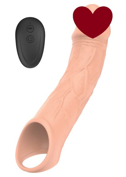 Подовжуюча насадка на пеніс з вібрацією та пультом керування Vibrating Extension Sex Aura