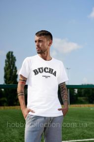 Футболка чоловіча із патріотичним принтом "Bucha Ukraine 1901" біла