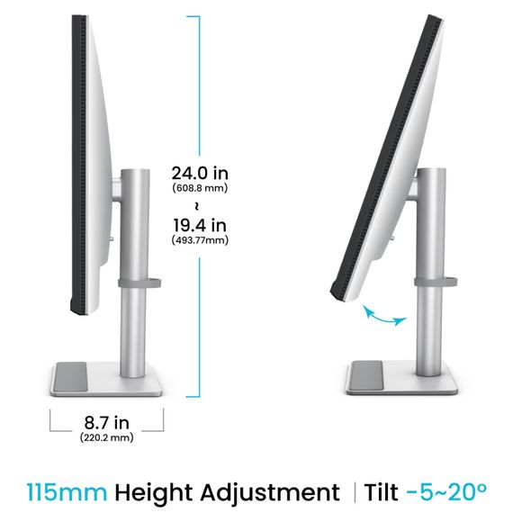 TFT 31.5" BenQ MA320U, IPS, 4K, 2хHDMI, USB-C, HAS, Pivot, кол., сріблясто-сірий | Зображення 5