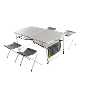 Набір меблів для пікніка Premium на 4 людини стіл-валіза з полицею + 4 стільці 120*60*70 см СІЛА
