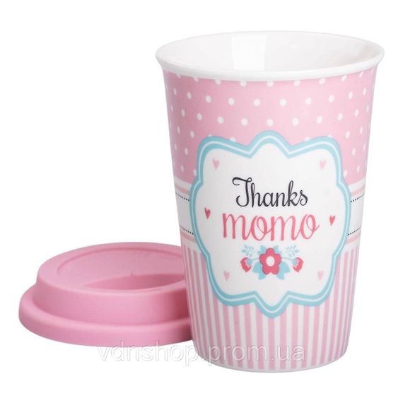 Стакан фарфоровый 420 мл с силиконовой крышкой Thanks momo RX-N240288TM | Зображення 1