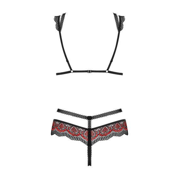Комплект эротический с красной вышивкой Obsessive Megies и доступом к интимным зонам, L/XL sexstyle | Зображення 3