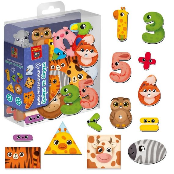 Детская развивающая магнитная игра "Чудо-математика. Цифры и фигуры" VT5411-19 31 магнит | Зображення 2