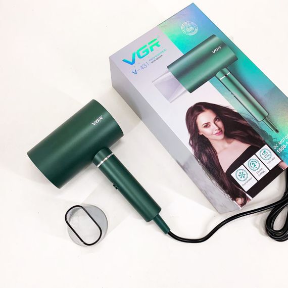 Професійний фен для волосся VGR V-431 потужністю 1600-1800 Вт із режимом холодного повітря. Колір: зелений | Зображення 9