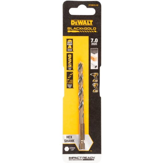 Свердло по металу 7мм EXTREME IMPACT Black & Gold DeWALT DT20610