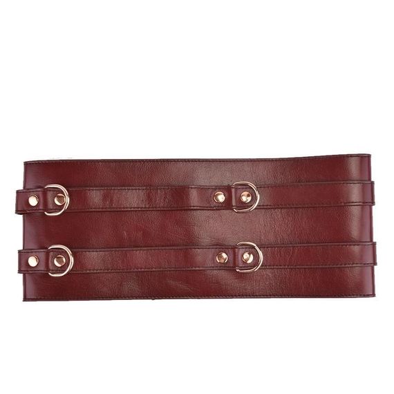Шкіряний пояс для бондажу Liebe Seele Wine Red Waist Cuff S Size | Зображення 5