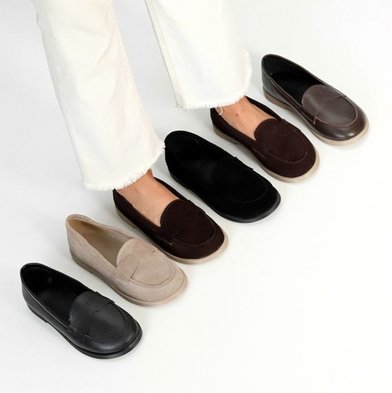 Зручні туфлі лофери натуральна замша колір Шоколад | Зображення 8