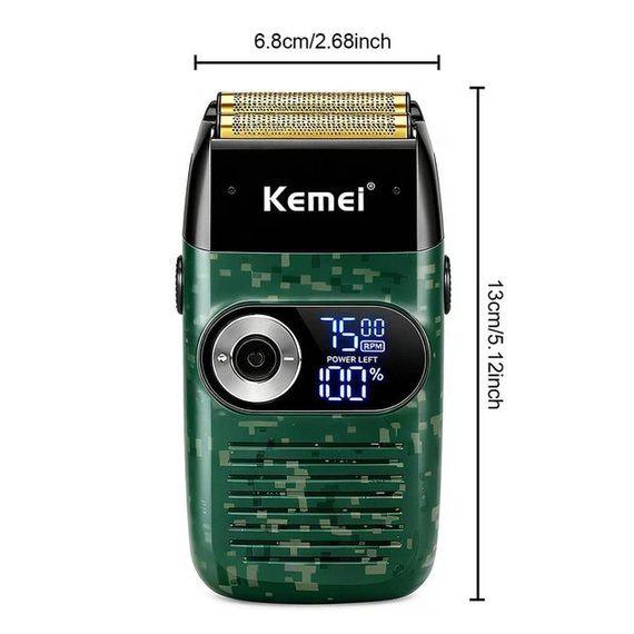 Электробритва беспроводная Kemei KM-2027 / Профессиональный аккумуляторный шейвер с дисплеем | Зображення 4