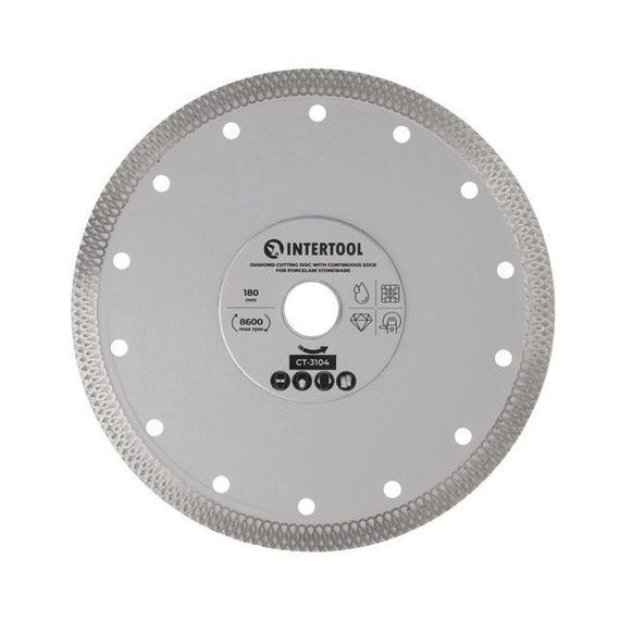Диск алмазний відрізний 180 мм по керамограніту INTERTOOL CT-3104