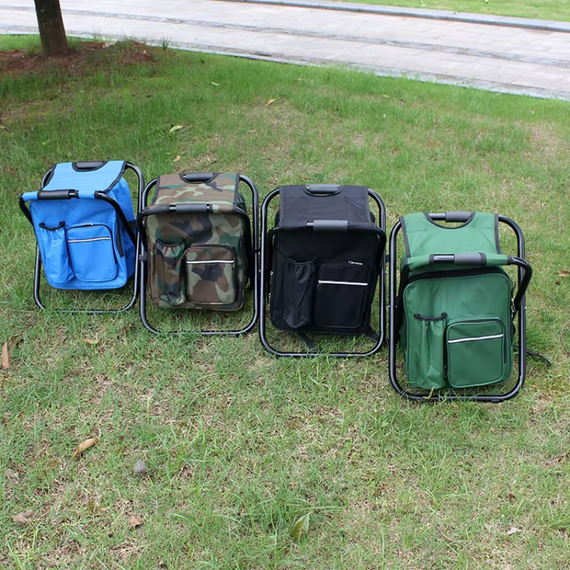 Стілець-рюкзак із термосумкою для риболовлі та походів 3 в 1, крісло-термосумка-рюкзак, чорний, зелений, синій | Зображення 8