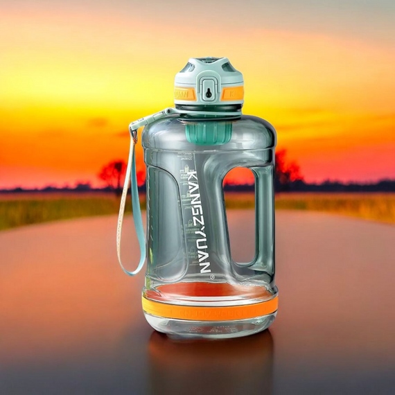 Еко-пляшка KANGZYUAN 1500 мл (1.5 л) — Зелена Tritan BPA-free, ударостійка, спортивна з ручкою та ремінцем | Зображення 8