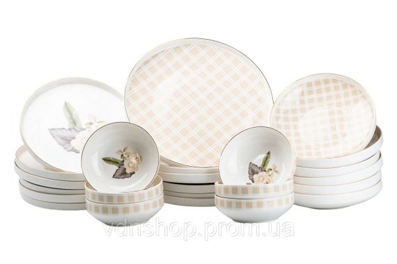 Столовый сервиз на 6 персон фарфоровый розовый HP23414