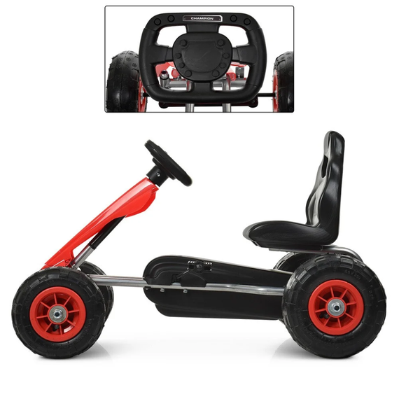 Карт педальный Bambi kart M 4036-3 надувные колеса Красный | Зображення 2