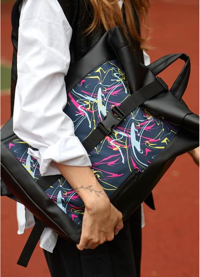 Жіночий рюкзак Sambag ROLLTOP ONE ABSTRACT чорний 41 x 30 x 16 см (24208710) | Зображення 2
