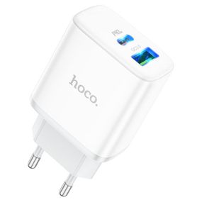 СЗУ HOCO C105A 110-240V,PD20W + Q3.0,USB + Type-C,White,Blister