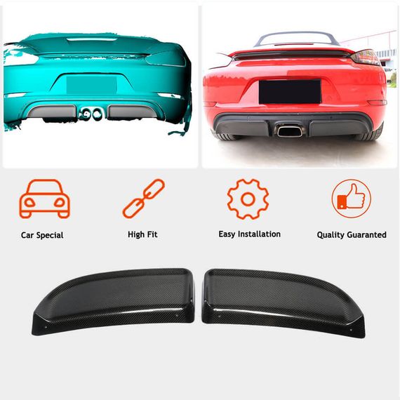 Дифузор заднього бампера V2 (2016-2019, Карбон) для Porsche Boxster/Cayman 982 (718) 2016- рр | Зображення 1