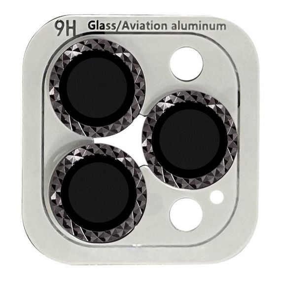Захисне скло Metal Shine на камеру (в упак.) для Apple iPhone 14 Pro (6.1") / 14 Pro Max (6.7") Темно-сірий/Space Black