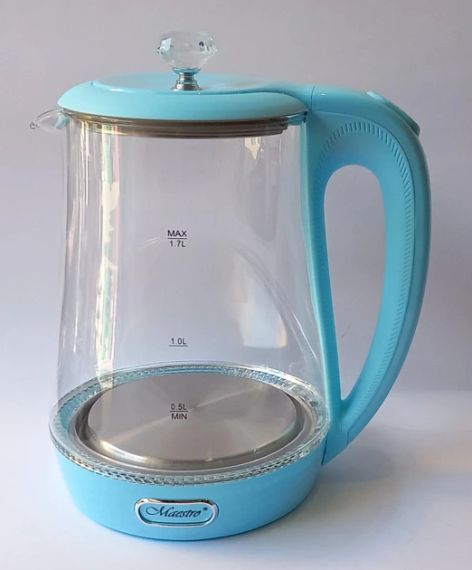 Електрочайник скляний Maestro MR-052-BLUE, 1.7 л, 2200 Вт, з підсвіткою | Зображення 4