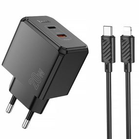 МЗП Hoco CS16A Wish PD20W (1USB-C/1L) + кабель Type-C to Lightning Black